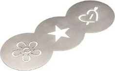 Стальные трафареты для декорации молочной пенки кофе, 3 шт (сердце, звезда, цветок), сталь