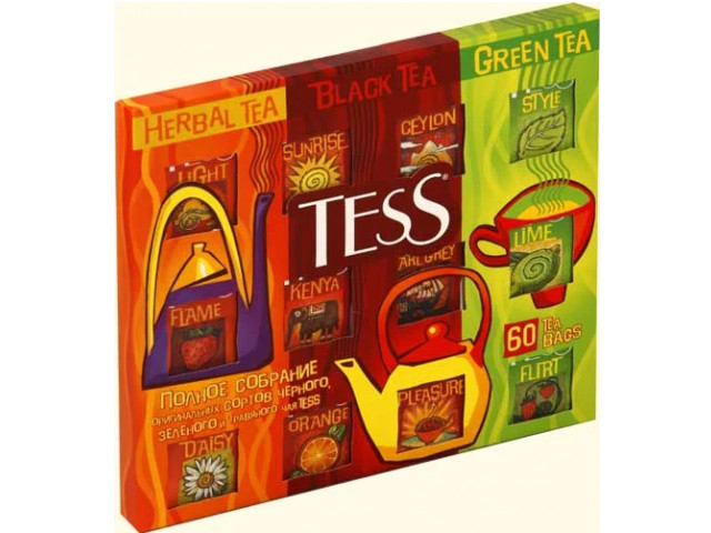 Подарочный набор Tess из 12 сортов премиального чая 60 пакетиков