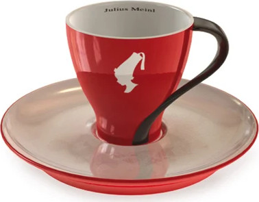Кофейные чашки для каппучино Julius Meinl красные с черной ручкой набор 6 шт