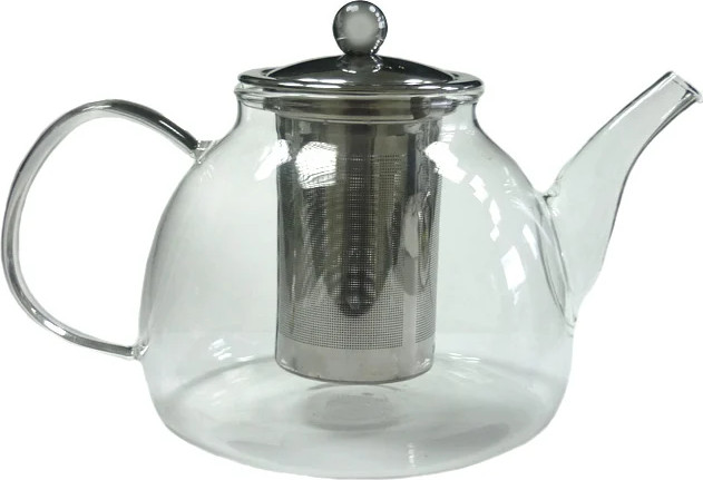 Чайник "Мальва" из жаропрочного стекла с металлической заварочной колбой, 1200 мл., дно d135 мм. 003895