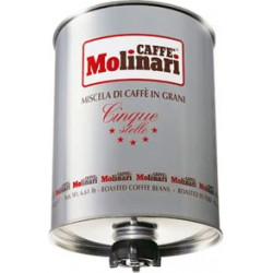 Molinari "5 Звезд", кофе в зернах (3кг.), 90% арабика, 10% робуста, жестяная банка