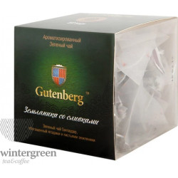 Чай Gutenberg зелёный ароматизированный в пирамидке Земляника со сливками (кор. 12 шт.) PR15008-1